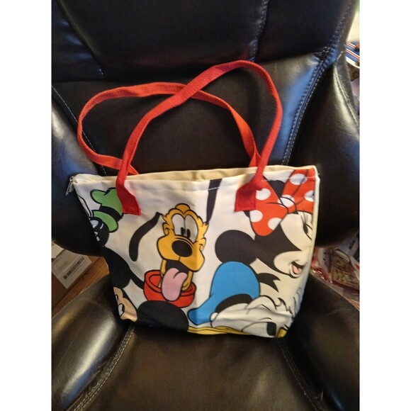 Large Canvas Disney Pluto Weekender Bag Tote 12" Red Handles Lined - Picture 7 of 10